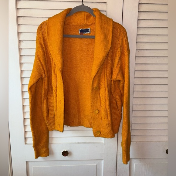 Pilcro by Anthropologie Cropped Cardigan Sweater Marigold Yellow XS - Picture 2 of 4